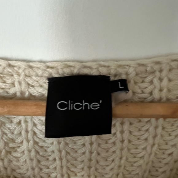 Cliche Chucky Beige Soft  Knit Creme Beige Sweater Large - Picture 3 of 14